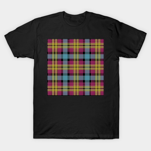 Pink, Blue and Yellow Scottish Tartan Style Design  Edit T-Shirt by MacPean